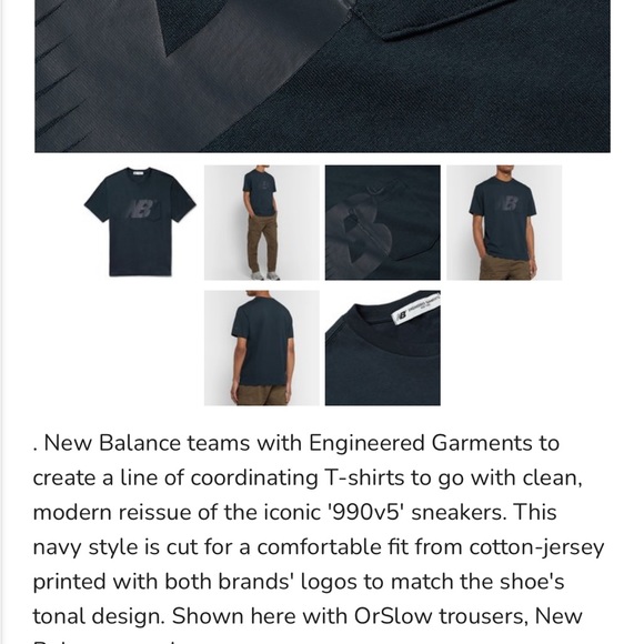 NWT New Balance x Engineered Garments Cross Crew Tee - Navy - Picture 6 of 12